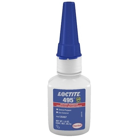 Henkel General Purpose Instant Adhesive; Fast Bonding; Bottle; Liquid; Colorless to Light Yellow; 1 Oz 495 1OZ IDH 135467